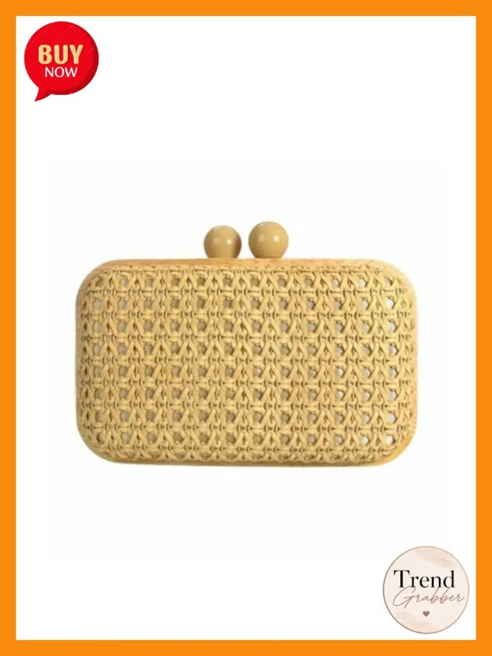 Handwoven Straw Clutch Purse Evening Bag with Detachable Strap